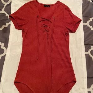 orange lace up detail bodysuit